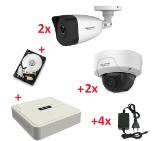 HikVision 2x Bullet Camera + 2x Dome Cameras + NVR 4Mpix + 1TB HDD + 4x power adapters