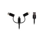 Lanberg 3in1 cable USB-A (M) -> MICRO-B (M) + LIGHTNING (M) + USB-C (M) 2.0 1.8m, black