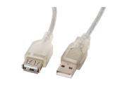 Lanberg extension cable USB 2.0 AM-AF,  1.8m, transparent ferrite