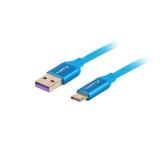 Lanberg USB-C(M) ->  USB-A (M) 2.0 cable 0.5m, blue premium 5A