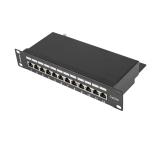 Lanberg patch panel 12port 1U 10" CAT.5E shielded, black