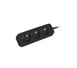 Lanberg power strip 1.5m, 3 sockets, french quality-grade copper cable, black