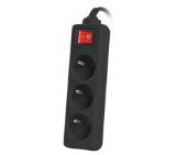 Lanberg power strip 1.5m, 3 sockets, french with circuit breaker quality-grade copper cable, black