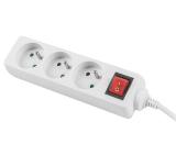 Lanberg power strip 1.5m, 3 sockets, french with circuit breaker quality-grade copper cable, white