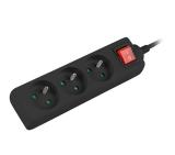 Lanberg power strip 3m, 3 sockets, french with circuit breaker quality-grade copper cable, black