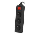 Lanberg power strip 3m, 3 sockets, french with circuit breaker quality-grade copper cable, black