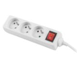 Lanberg power strip 3m, 3 sockets, french with circuit breaker quality-grade copper cable, white