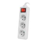 Lanberg power strip 3m, 3 sockets, french with circuit breaker quality-grade copper cable, white