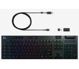 Logitech G915 Wireless Keyboard, GL Clicky Low Profile, Lightspeed Wireless, Lightsync RGB, 5 Marco G-Keys, 3 On-Board Profiles, Game Mode, Media Controls, Carbon