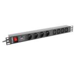 Lanberg power distribution unit (PDU) 19"1U 16A 8 SOCKETS 2M, black