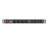 Lanberg power distribution unit (PDU) 19"1U 16A 8 SOCKETS 2M, black