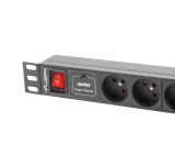 Lanberg power distribution unit (PDU) 19"1U 16A 8 SOCKETS 2M, black