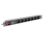 Lanberg power distribution unit (PDU) 19"1U 16A 7 SOCKETS 2M, black