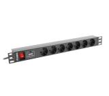 Lanberg power distribution unit (PDU) 19"1U 16A 7 SOCKETS SCHUKO 2M, black