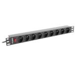 Lanberg power distribution unit (PDU) 19"1U 16A 9 SOCKETS 3M, black