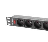 Lanberg power distribution unit (PDU) 19"1U 16A 9 SOCKETS 3M, black