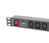 Lanberg power distribution unit (PDU) 19"1U 10A 10 SOCKETS 2M, black