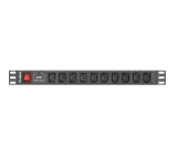 Lanberg power distribution unit (PDU) 19"1U 10A 10 SOCKETS 2M, black