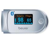 Beurer PO 60 Bluetooth pulse oximeter, arterial oxygen saturation (SpO2) and heart rate (pulse),Bluetooth, Graphic pulse display, Memory spaces 100