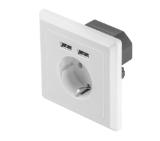 Lanberg AC wall socket 230V with 2 USB port 2.1A, schuko socket White