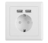 Lanberg AC wall socket 230V with 2 USB port 2.1A, schuko socket White