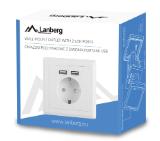 Lanberg AC wall socket 230V with 2 USB port 2.1A, schuko socket White