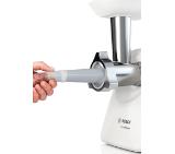 Bosch MFW2520W, Meat mincer SmartPower; 350W - 1500W; Discs: 3.8/ 8 mm; Sausage attachment; Attachment for kibbutz / meatballs; Out: 1.7kg/min; White