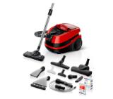 Bosch BWD421PET, 3in1 vacuum cleaner for dry and wet cleaning, 2,5 lt dust container, 2100 W, HEPA H13, 12 m radius, liquid pick-up nozzles, parquet brush, turbo brush, mattress brush, water tank: 5 l, tornado red-black