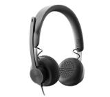 Logitech Zone Wired USB Headset, UC, Noise-cancelling Microphone, Flexible Mic, Passive Noise Isolation, Inline controls, USB-C & USB-A, Graphite