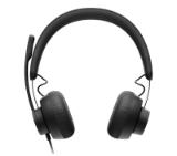Logitech Zone Wired USB Headset, UC, Noise-cancelling Microphone, Flexible Mic, Passive Noise Isolation, Inline controls, USB-C & USB-A, Graphite