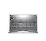 Bosch SKS62E32EU SER4; Economy; Compact dishwasher, F, Polinox, 6 place settings, 8l, 49dB, white, display, Glass