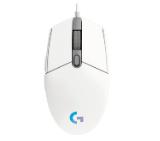 Logitech G102 Mouse, Lightsync RGB, 8000 DPI, 6 Programmable Buttons, White