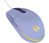 Logitech G102 Mouse, Lightsync RGB, 8000 DPI, 6 Programmable Buttons, Lilac