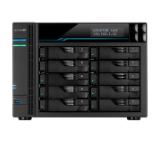 Asustor Lockerstore Pro 10 AS7110T,10 Bay NAS, Intel Xeon Quad-Core E-2224 3.4GHz (up to 4.6GHz) , 8GB DDR4 ECC SODIMM, 2.5GbE x3, 10GbE x1, M.2 Drive Slots x 2, USB 3.2Gen2 x2, USB 3.2Gen1 x1, WOW (Wake on WAN), WOL, System Sleep Mode, AES-NI hardware e