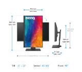 BenQ PD2705Q, 27" IPS LED, 5ms, 2560x1440 2K QHD, Designer Monitor, AQCOLOR, 100% sRGB, HDR10, B.I., LBL, KVM, ICCsync, CAD/CAM, DualView, Contrast 1000:1, 300 cd/m2, HDMI, DP, USB Type-C(Power 65W, DP alt), Speakers 2x2W, Height Adj., Swivel, Tilt, Gray