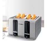 Bosch TAT7S45, Toaster, 1500-1800 W,4-slice toaster,  Auto power off, Defrost and warm setting, Grey