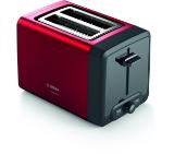 Bosch TAT4P424, Toaster, DesignLine, 820-970 W, Auto power off, Defrost and warm setting, Lifting high, Red