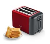Bosch TAT3P424, Toaster, Compact toaster,DesignLine, 820-970 W, Auto power off, Defrost and warm setting, Lifting high, Red