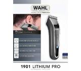 Wahl 1901.0465, Lilthium Pro LCD 1901, Lithium Ion Clipper 8 attachment combs, scissors, and LED charge indicator