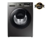 Samsung WW80T4540AX/LE, Washing Machine, 8 kg, 1400 rpm,  Energy Efficiency D, Add Wash,  Hygiene Steam, Spin Efficiency A, WiFi, Stainless steel, Black door