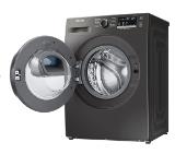 Samsung WW80T4540AX/LE, Washing Machine, 8 kg, 1400 rpm,  Energy Efficiency D, Add Wash,  Hygiene Steam, Spin Efficiency A, WiFi, Stainless steel, Black door
