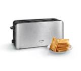 Bosch TAT6A803, Toaster with long slot ComfortLine, 915-1090 W, For 1 long or 2 small slices of toast, Defrost and warm setting, High lifting, Stainless steel