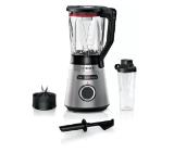 Bosch MMB6384M Series 4, VitaPower Blender, 1200 W, Glass ThermoSafe jug 1.5 l, Tritan ToGo bottle 0.6 l, Speed adjustment and pulse function, ProEdge stainless steel blades made in Solingen, Stainless steel