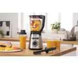 Bosch MMB6384M Series 4, VitaPower Blender, 1200 W, Glass ThermoSafe jug 1.5 l, Tritan ToGo bottle 0.6 l, Speed adjustment and pulse function, ProEdge stainless steel blades made in Solingen, Stainless steel