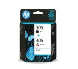 HP 305 2-Pack Tri-color/Black Original Ink Cartridge