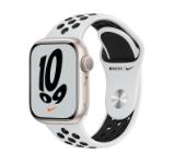 Apple Watch Nike Series 7 GPS, 41mm Starlight Aluminium Case with Pure Platinum/Black Nike Sport Band - Regular