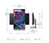 BenQ PD2725U 27" IPS LED 5ms 3840x2160 4K UHD, DesignVue Thunderbolt Mon, AQCOL., 100% sRGB, HDR400, B.I., LBL,KVM Sw, ICCsync, CAD/CAM, DualView, Contr.1200:1, 400 cd/m2, 2xHDMI, DP, Thb 3(PD65W, DP alt), USB3.1 Hub, Sp.2x2.5W, HAdj., Swivel, Tilt, Gray