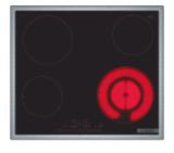 Bosch PKF645FP3E, SER6, Electric cooktop, 60 cm, Glass-ceramic hob, 4 zones, 1 extension, Black, surface mount with frame