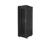 Lanberg rack cabinet 19" free-standing 37U / 600x800 self-assembly flat pack with mesh door LCD, black + Lanberg 19" fan unit / ventilation panel with lcd 2 fans + thermostat, 230V, black