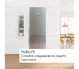 Bosch KGN397LEQ, SER4, FS fridge-freezer NoFrost, E, 203/60/66cm, 368l(279+89), 39dB(C), VitaFresh, bottle rack, handles, Inox-look, display